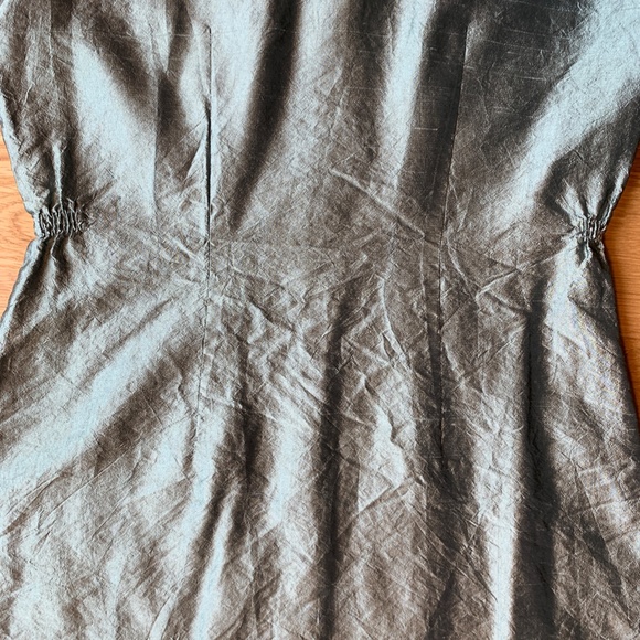 ICE Metallic Light Green Silk Shirtdress - Picture 10 of 10